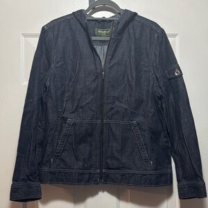 Eddie Bauer Navy Hooded Denim Jacket